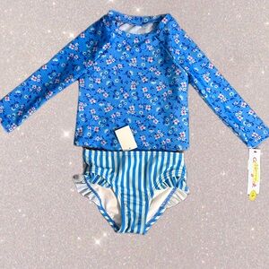 Cat & Jack Blue Floral Rashguard Set